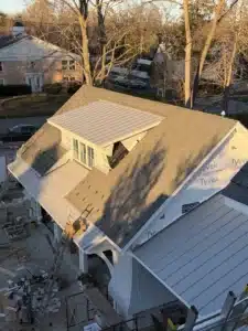 metal roof flashings on a modern home